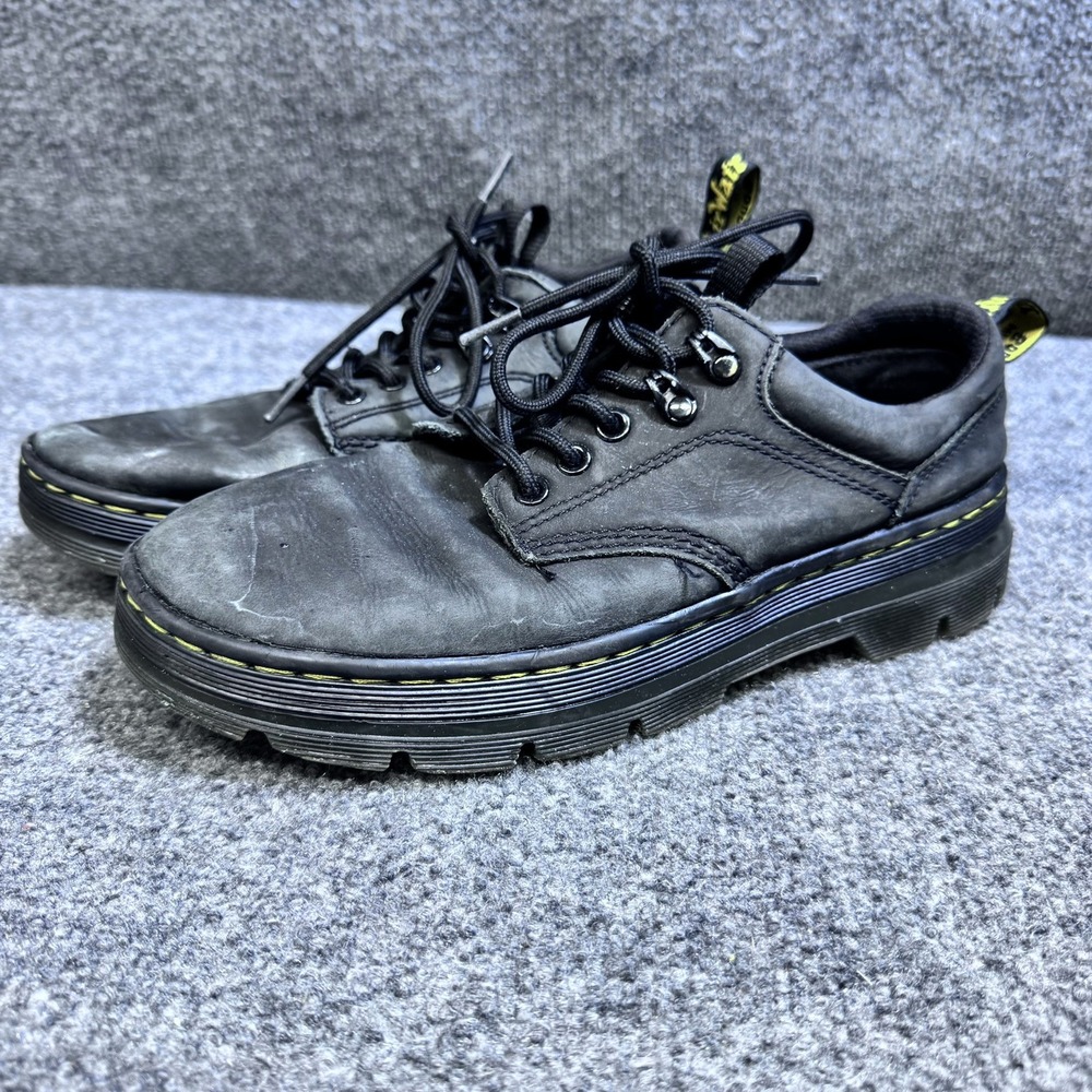 Dr. Martens Shoes Mens 8 Reeder Black Leather Utility Low Top Casual EUC
